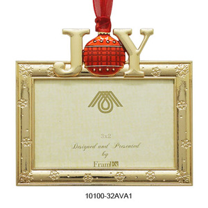 Metal Photo Frame 3x2 Inch Gold Finish <b>Christmas</b> Ornament Joy Design Indoor Decor - Product Image 1