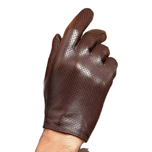 <b>Leather</b> Driving <b>Gloves</b> Full Finger Breathable Design Ventilation Holes Secure Snap Closure Wrist Length for <b>Men</b> Spring Summer - Product Image 3