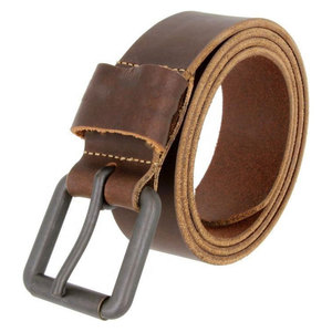 Cinturón Casual de Cuero Genuino con Hebilla de Hierro, Cinturón de Hombre de Cuero Vacuno Marrón Sólido y Duradero - Product Image 5