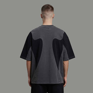 Men's Regular Fit Short Sleeve Solid T-<b>Shirt</b> with <b>Flame</b> Logo Contrast Panel High Street O-Neck Canvas T-<b>Shirt</b> - Product Image 2