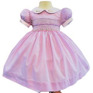 <b>Smocked</b> Baby <b>Girl</b> Lavender <b>Dress</b> with Embroidered Collar, Classic Hand <b>Smocked</b> Infant Toddler Boutique <b>Dress</b> - Product Image 1