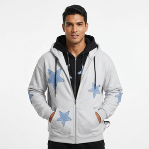 Sudadera con Capucha Extra Grande Unisex con Apliques de Estrellas, Ropa Casual de Otoño, Diseño Transpirable de Punto 100% Algodón - Product Image 2