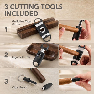 Estuche de puros de cuero de lujo con cortador integrado y artesanía en cuero genuino para amantes de los puros, en venta. - Product Image 5