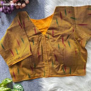 Blusa de algodón Ikkat de la mejor calidad con diseño estampado, lista para usar, con cuello en V y cierre frontal acolchado, colección del fabricante de Surat. - Product Image 2