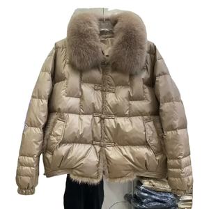 เสื้อแจ็คเก็ตขนสุนัขจิ้งจอกแท้สำหรับผู้หญิง, เสื้อขนเป็ดสีขาวเสื้อโค้ทขนเป็ดอบอุ่นแบบสั้นสำหรับฤดูหนาว - Product Image 4