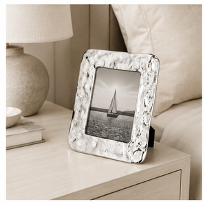 Cadre photo en aluminium martelé poli miroir, très tendance, luxe, texture argentée, pour décoration de table à la maison - Product Image 5