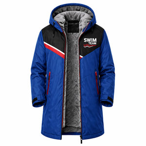 Parka de bain haute qualité coupe-vent et imperméable avec intérieur polaire doux et capuche intégrée pour piscine, plage et vestiaire extérieur - Product Image 2