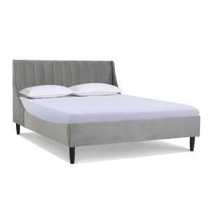 Set letto moderno Queen Aspen con testiera trapuntata in velluto grigio opale, letti imbottiti - Product Image 6