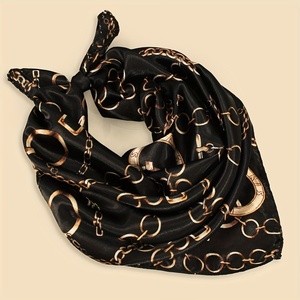 Low MOQ Custom Design Satin <b>Red</b> And Cream Square Silk <b>Scarf</b> Bandana for Women Street Style Quick Dry Breathable Multifunctional - Product Image 2