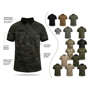 Camiseta Polo de Camuflaje Sublimado para Hombre, Manga Corta, Informal, para Actividades al Aire Libre, Transpirable, de Poliéster Elástico, con Cuello Redondo - Product Image 1