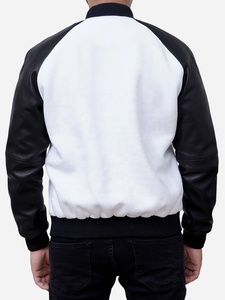 High Quality Wholesale Custom Varsity <b>Jacket</b> for <b>Men</b> Wool Baseball <b>Jacket</b> Letterman <b>White</b> And Black Colour - Product Image 2