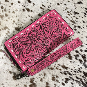 Cartera de Cuero Genuino con Cierre de Cremallera y Correa para la Muñeca, Estilo Occidental, Hecha a Mano, con Ranuras para Tarjetas y Bolsillo para Monedas - Product Image 4