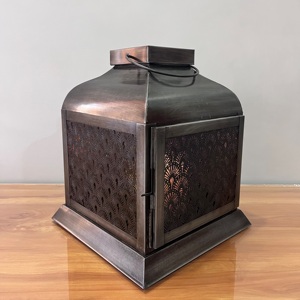 Artisan Design Decorative Iron Etched <b>Lantern</b> with <b>Black</b> Finish Model L629 - Product Image 4