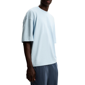 T-shirt surdimensionné bleu glace personnalisé pour homme, en coton épais, coupe ample à épaules tombantes, tee-shirt streetwear vierge de qualité supérieure - Product Image 1