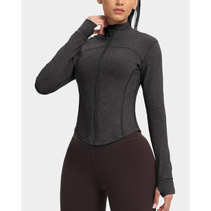 Chaqueta de yoga para mujer, manga larga, ajustada, con cremallera, ligera, de tela elástica, para hacer ejercicio, para el gimnasio, ropa exterior. - Product Image 3