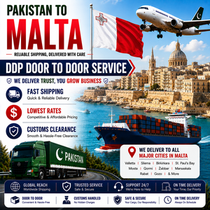 บริการขนส่งสินค้าจากปากีสถานไปมอลตาแบบ DDP Door to Door ขนส่งทางอากาศ ขนส่งทางทะเล พร้อมบริการพิธีการศุลกากร - Product Image 1