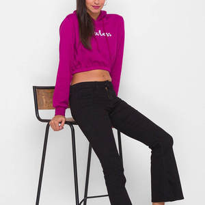 Sudadera con Capucha para Mujer, Personalizable, Color Sólido, Corte Recortado, Ecológica, Informal, de Invierno, Manga Larga, con Cordón Ajustable - Product Image 4