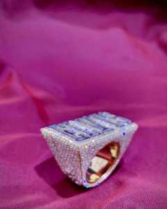 Anillo de Plata 925 con Moissanita Iced Out, Corte Baguette, Estilo Hip Hop, Banda de Piedras Preciosas, Joyería para Aniversario de Bodas - Product Image 1