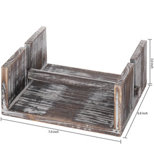 Porte-serviettes moderne en fil doré rose et base en bois foncé – Support à mouchoirs en fil métallique en forme d'arc - Product Image 5