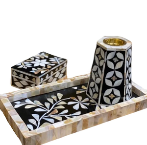 Ensemble de Bakhoor artisanal PearlLuxe en nacre, brûleur d'encens exclusif avec incrustation de coquillages pour une décoration intérieure élégante d'inspiration arabe - Product Image 4