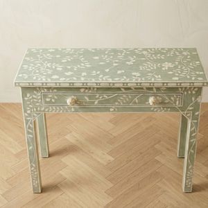 Green Bone Inlay Leg <b>Console</b> <b>Table</b> Floral Inlaid Entryway <b>Sofa</b> <b>Table</b> Modern Living Room Furniture Wood - Product Image 3
