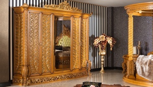 ชุดห้องนอนหรูหราสไตล์มิดเซ็นจูรี่ ทำจากไม้สักแท้โบราณ พร้อมเตียงควีนไซส์/คิงไซส์ ตู้เสื้อผ้าแบบมีหลังคา โต๊ะข้างเตียง และโต๊ะเครื่องแป้ง เหมาะสำหรับโรงแรมหรือวิลล่า - Product Image 2