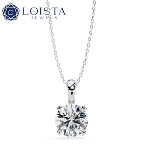 Collier pendentif solitaire en argent sterling 925 avec diamant de laboratoire taille brillant rond, certifié IGI, pour femme - Product Image 1