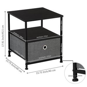 Steel Furniture Accent End Table Nightstand with 1 Drawer <b>Bedside</b> Shelf <b>Storage</b> for Home Bedroom or College Dorm - Product Image 6