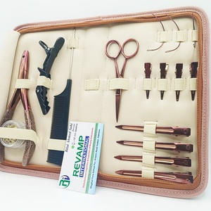 Rose Gold Hair Extension Tools Kit Stainless Steel Pliers Needle Clips Scissor Tool <b>Set</b> for Micro Ring Nano <b>Bead</b> Extensions OEM - Product Image 5