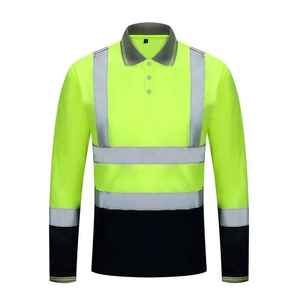 T-shirt de travail haute visibilité en polyester personnalisé, orange, manches longues, unisexe - Product Image 5