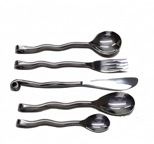 Ensemble de couverts modernes en métal avec finition miroir haute brillance, compatibles lave-vaisselle, ustensiles de camping, cuillère, fourchette, couteau pour la cuisine - Product Image 1