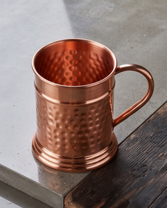 Mug en cuivre pur martelé à base cannelée et col à panneaux, en métal massif, pour bière, cocktail et barware - Product Image 4