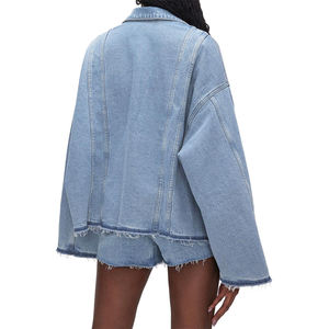 Shorts en jean vintage droits pour femmes, taille mi-haute, confortables, de haute qualité, dernier design, vente en gros, logo personnalisé, quatre poches, OEM - Product Image 6