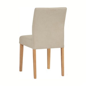 Chaise de salle à manger en tissu mohair, adaptée aux animaux de compagnie, avec pieds en chêne malaisien naturel, rembourrée beige, KD Japandi Nordic - Product Image 3