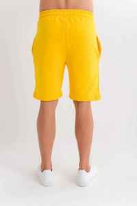 <b>Men's</b> <b>Yellow</b> Solid Color Drawstring Bermuda <b>Shorts</b> Casual Style Mid Rise Knitted With Pockets Front Logo OEM ODM - Product Image 6