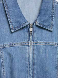 Chemise en jean pour femme avec poches poitrine, coupe décontractée en coton, manches longues, boutonnée, haut décontracté, délavage doux, vêtement streetwear personnalisé - Product Image 6