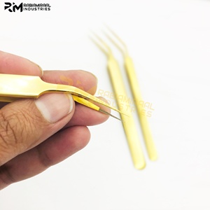 Pince à épiler pour extensions de cils RMI couleur or 24 carats, nouveau style, avec pointe en fibre personnalisée - Product Image 3