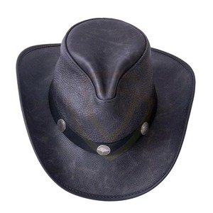 Sombrero de Vaquero de Cuero Auténtico, Estilo Vintage, Diseño Occidental, OEM, Personalizado, Proveedor al por Mayor, Sombrero de Cuero para Hombre - Product Image 4