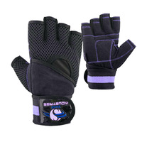 Gants de sport unisexes en cuir avec support pour les poignets, design respirant à demi-doigts pour la sécurité en musculation
