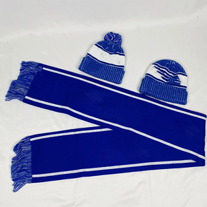 Conjunto de Bufanda y Gorro de Punto Azul Rey y Blanco Zeta Phi Beta Finer Womanhood - Set de Regalo de Lujo de la Hermandad Amicae Legacy, Artículos Universitarios - Product Image 1