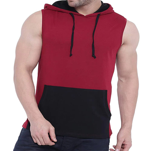 Men's 100% Cotton <b>Sleeveless</b> <b>Hoodie</b> Workout Gear Embroidery - Product Image 4