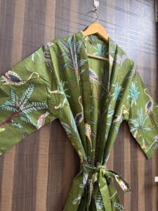 Bata Kimono de Algodón con Estampado de Selva para Mujer, Cuello en V, Cierre con Cordón, Estilo Boho Floral, Ropa de Estar por Casa, Transpirable y Ligera para Verano - Product Image 3