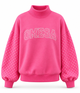 Sweat-shirt surdimensionné à col montant pour femme Omega Custom, imprimé floral, avec logo appliqué, pull décontracté, fabricant - Product Image 1