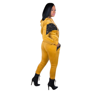 Women Velour Tracksuit Soft Velvet Two Piece <b>Set</b> Comfortable Casual Jogging Suit Zip Up Hoodie And Pants - Product Image 2