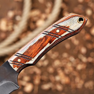 Couteau EDC à lame pleine 12C27 ultra-affûté, couteau de chasse, de dépecage, de camping et de survie à lame fixe personnalisée avec étui en cuir - Product Image 3