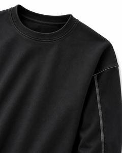 Sweat-shirt à col rond à manches longues pour homme, noir, coupe classique, décontracté, tricoté, couleur unie, hiver, 100% coton, séchage rapide - Product Image 5