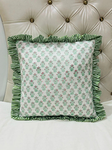 Vintage Style Floral Frill Cushion Cover Bohemian Colorful Trim <b>Pillow</b> Covers Block Print <b>Decorative</b> Indian Raffle Throw <b>Pillows</b> - Product Image 2