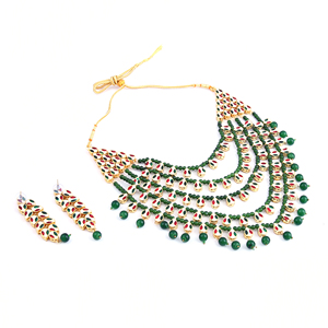 Indian Stylish Layered Pearl Rani Haar Long Kundan Necklace Jewellery Set Wedding Engagement Party <b>Gift</b> Antique Gold Plated - Product Image 1