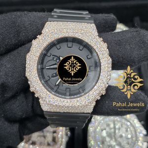 นาฬิกาข้อมือเพชรหรูสำหรับผู้ชาย Pahal Jewels ตัวเรือนสแตนเลสทรงเหลี่ยม 45 มม. ระบบควอตซ์ หน้าปัดประดับเพชร - Product Image 1