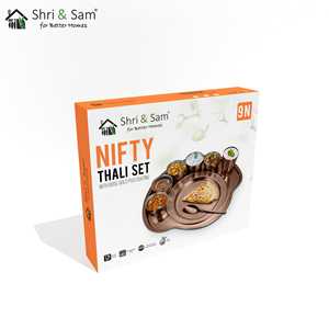 Service de vaisselle astucieux en acier inoxydable (1 personne) revêtement PVD or rose assiette Thali élégante - Product Image 2